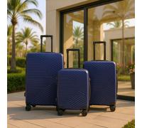 Infinity Leather Hardshell Suitcase Robust 8 Wheel Cabin Luggage Case Bag in Navy Infinity Leather Navy Cabin