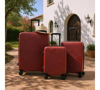 Infinity Leather Hardshell Suitcase Robust 8 Wheel Cabin Luggage Case Bag in Red | Size: Large Infinity Leather Red Large
