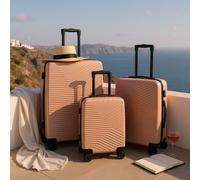Infinity Leather Hardshell Suitcase Robust 8 Wheel Cabin Luggage Case Bag In Rose Gold Rose Gold Large