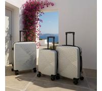 Infinity Leather Hardshell Suitcase Robust 8 Wheel Cabin Luggage Case Bag In Silver Silver Cabin