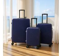 Infinity Leather Hardshell Suitcase Robust 8 Wheel Cabin Luggage Case Bag Set In Navy Navy One Size