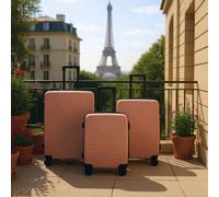 Infinity Leather Hardshell Suitcase Robust 8 Wheel Cabin Luggage Case Bag Set In Rose Gold Rose Gold One Size