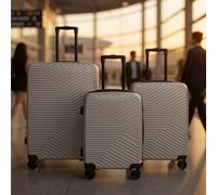 Infinity Leather Hardshell Suitcase Robust 8 Wheel Cabin Luggage Case Bag Set in Silver Infinity Leather Silver