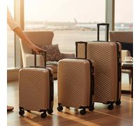 Infinity Leather Hardshell Suitcase Robust 8 Wheel Cabin Luggage Case - Belgium in Gold Infinity Leather Gold Cabin