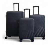 Infinity Leather Hardshell Suitcase Robust 8 Wheel Luggage Cabin Case Bag In Black Black Large