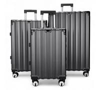 Infinity Leather Hardshell Suitcase Robust 8 Wheel Luggage Cabin Case Bag in Black | Size: Medium Infinity Leather Black Medium