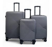 Infinity Leather Hardshell Suitcase Robust 8 Wheel Luggage Cabin Case Bag In Dark Grey Dark Grey