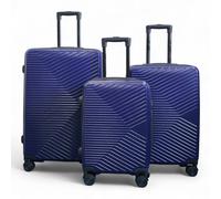 Infinity Leather Hardshell Suitcase Robust 8 Wheel Luggage Cabin Case Bag In Navy Navy