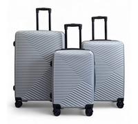 Infinity Leather Hardshell Suitcase Robust 8 Wheel Luggage Cabin Case Bag In Silver Silver Large