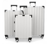 Infinity Leather Hardshell Suitcase Robust 8 Wheel Luggage Cabin Case Bag In White White