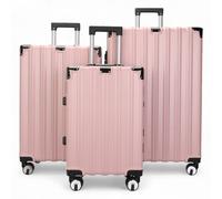 Infinity Leather Hardshell Suitcase Set Robust 8 Wheel Luggage Cabin Case Bag In Pink Pink