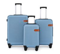 Infinity Leather Hardshell Suitcases Robust Abs Lightweight Luggage Holiday Bag In Blue Blue Large