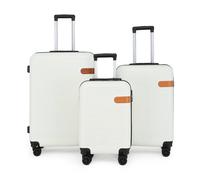 Infinity Leather Hardshell Suitcases Robust Abs Lightweight Luggage Holiday Bag In Cream Cream