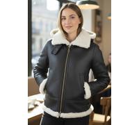 Infinity Leather Hooded Sheepskin Flying Bomber Leather Jacket - Sovereign In Brown Brown