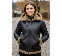 Infinity Leather Hooded Sheepskin Flying Bomber Leather Jacket - Sovereign In Light Brown Light Brown