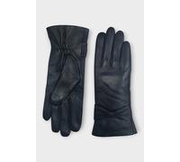 Infinity Leather Italian Leather Bow Design Soft Wool Lining Winter Gloves In Black Black L