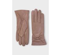 Infinity Leather Italian Leather Bow Design Soft Wool Lining Winter Gloves In Nude Nude M