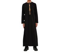 Infinity Leather Kids Boys Black Moroccan Thobe Eid Djellaba Islamic Ramadan Robe Jubba