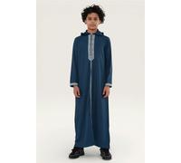 Infinity Leather Kids Boys Eid Hooded Moroccan Thobe Robe Djellaba Ramadan Jubba- K-HM3 - Aqua - 46