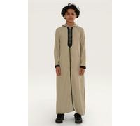 Infinity Leather Kids Boys Eid Hooded Moroccan Thobe Robe Djellaba Ramadan Jubba- K-HM3 - Grey Black - 42