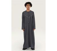 Infinity Leather Kids Boys Moroccan Embroidered Djellaba Islamic Jubba Robe Tassel Ramadan Thobe - Grey - 50