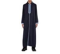 Infinity Leather Kids Boys Navy Blue Hooded Moroccan Embroidery Djellaba Islamic Jubba Robe Eid Ramadan Thobe