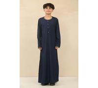 Infinity Leather Kid's Boys Omani Eid Thobe Saudi Emirati Jubba Robe - Navy Blue - 34