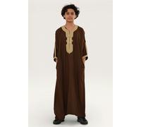 Infinity Leather Kids Boys Ramadan Moroccan Thobe Robe Djellaba Gandoura Eid Jubba- K-HM67 - Brown Beige - 34