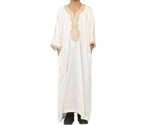 Infinity Leather Kid's Boys White Moroccan Thobe Djellaba Jubba Robe Eid