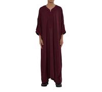 Infinity Leather Kids Boys Wine Red Moroccan Thobe Jubba Robe Djellaba Arab Short Sleeve Embroidery Gandoura
