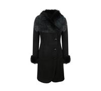 Infinity Leather Ladies Real Sheepskin Jacket Suede Button Slim Fit 3/4 Long Trench Coat Designer - Large
