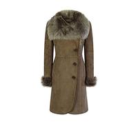 Infinity Leather Ladies Real Sheepskin Jacket Suede Button Tailored Fit 3/4 Long Trench Coat Italian Brown