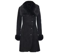 Infinity Leather Ladies Warm Black Suede Merino Shearling Sheepskin Coat with Toscana Collar 3XL
