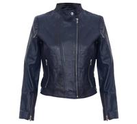 Infinity Leather Leather Biker Jacket-Celaya In Navy Navy 16