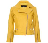 Infinity Leather Leather Biker Jacket-Stockholm In Yellow Yellow 14