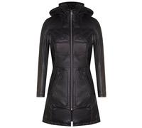 Infinity Leather Leather Hooded Quilted Parka Coat-Olney In Black Black
