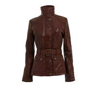 Infinity Leather Leather Military-Inspired Biker Jacket-Middleton In Brown Brown 22
