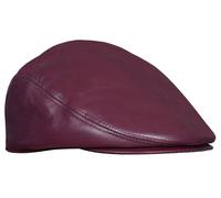 Infinity Leather Leather Peaky Blinders Newsboy Flat Hat In Burgundy Burgundy