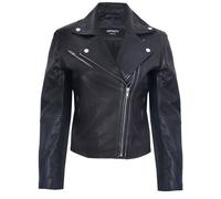 Infinity Leather Leather Retro Biker Jacket-Madeley In Black Black 8