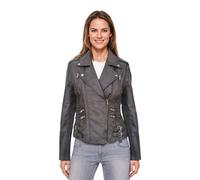 Infinity Leather Leather Teal Brando Biker Jacket-Constantia In Grey Grey