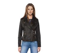 Infinity Leather Leather Teal Brando Biker Jacket-Constantia In True Black True Black 16