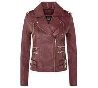 Infinity Leather Leather Vintage Brando Biker Jacket-Orlando In Burgundy Burgundy