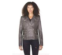 Infinity Leather Leather Vintage Brando Biker Jacket-Orlando In Grey Grey