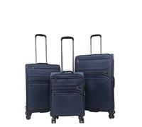 Infinity Leather Lightweight Navy Suitcases 8 Wheel Luggage Travel Cases Soft Laptop Holiday Bag