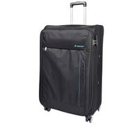 Infinity Leather Lightweight Black Soft Casing Suitcases 8 Wheel Luggage Travel
