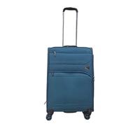 Infinity Leather Lightweight Blue Suitcases 8 Wheel Luggage Travel Cases Soft Laptop Holiday Bag