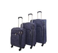 Infinity Leather Lightweight Print 8 Wheel Luggage Travel Soft Suitcases In Dark Navy Dark Navy Large