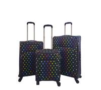 Infinity Leather Lightweight Print 8 Wheel Luggage Travel Soft Suitcases In Mid Navy Mid Navy Small