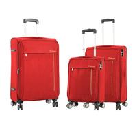 Infinity Leather Lightweight Soft Casing Travel Luggage Suitcase In Red Red Medium