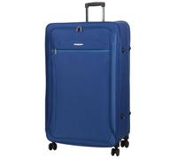 Infinity Leather Lightweight Soft Suitcases 4 Wheel Travel Luggage Expandable In Blue Blue